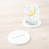 Minimalist White Blue Plain Elegant Modern Name コースター (側面)