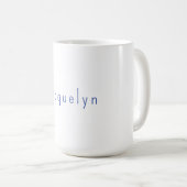 Minimalist White Blue Plain Elegant Modern Name コーヒーマグカップ (正面右)