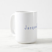 Minimalist White Blue Plain Elegant Modern Name コーヒーマグカップ (正面左)