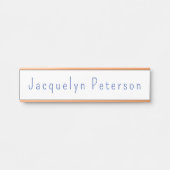 Minimalist White Blue Plain Elegant Modern Name サインプレート (正面)