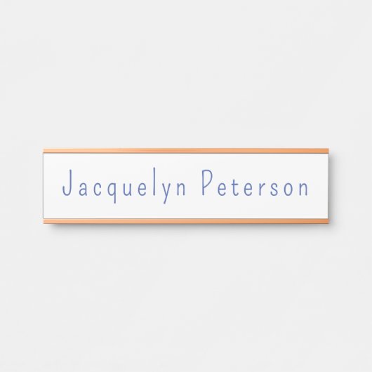 Minimalist White Blue Plain Elegant Modern Name サインプレート (正面)