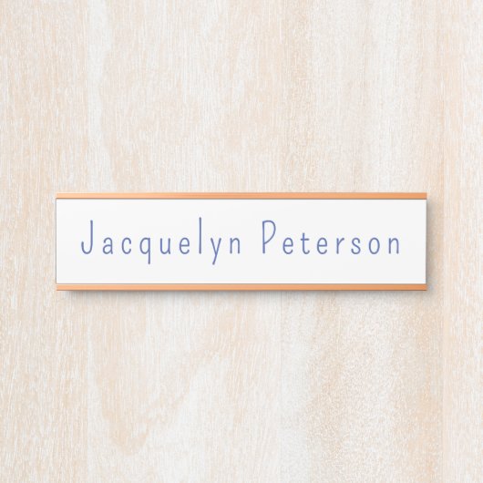 Minimalist White Blue Plain Elegant Modern Name サインプレート (正面)