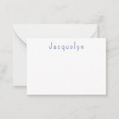 Minimalist White Blue Plain Elegant Modern Name ノートカード (正面)