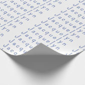 Minimalist White Blue Plain Elegant Modern Name ラッピングペーパー (角)