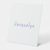 Minimalist White Blue Plain Elegant Modern Name 台座サイン (正面)