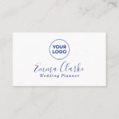 Minimalist White Blue Scan Code Business Card 名刺 (正面)