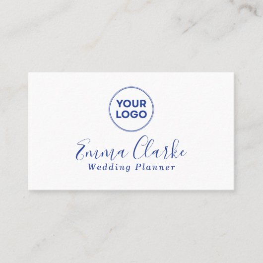 Minimalist White Blue Scan Code Business Card 名刺 (正面)