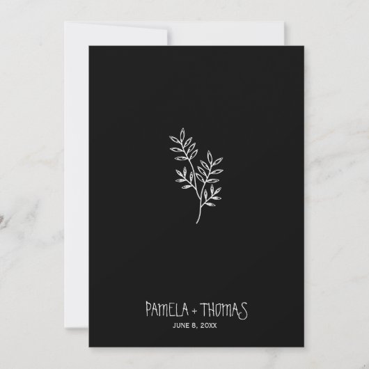 Minimalist White branches and Leaves for Wedding 招待状 (正面)