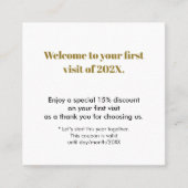 Minimalist White Brown Bold First Visit 割引カード (正面)