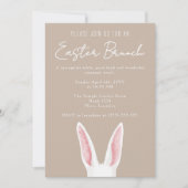 Minimalist White Bunny Ears Beige Easter Brunch 招待状 (正面)