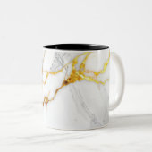 Minimalist White Carrara Marble & Gold Veins MUG ツートーンマグカップ (正面右)
