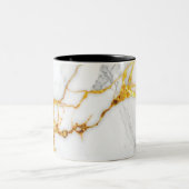 Minimalist White Carrara Marble & Gold Veins MUG ツートーンマグカップ (中央)