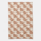 Minimalist white ceramic vases on a brown キッチンタオル (縦)