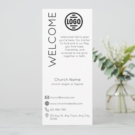 Minimalist White Church Connection Card 招待状 (スタンド正面)