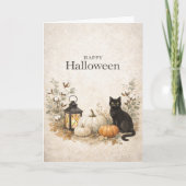 Minimalist White Cotton Stems Eucalyptus Halloween カード (正面)