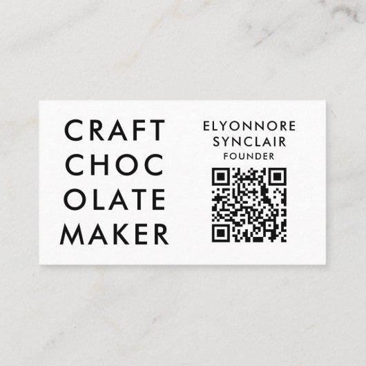 Minimalist White Craft Chocolate Maker QR Code 名刺 (裏面)