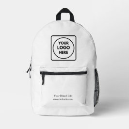 Minimalist White | Custom Business Logo Design プリントバックパック