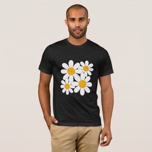 Minimalist White Daisy Flowers Tシャツ (正面フル)