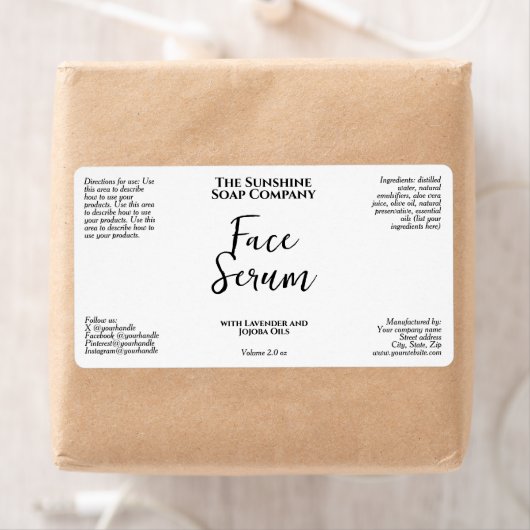 Minimalist White Dropper Bottle Label ラベル (インサイチュ)