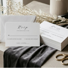 Minimalist White Elegant Wedding  出欠カード