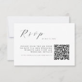 Minimalist White Elegant Wedding w QR Code 出欠カード (正面)