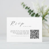 Minimalist White Elegant Wedding w QR Code 出欠カード (スタンド正面)
