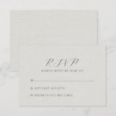 Minimalist White Faux Linen 出欠カード (正面/裏面)