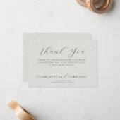 Minimalist White Faux Linen Wedding Thank You ノートカード (正面/裏面インサイチュ)