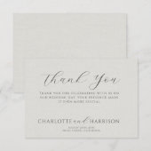 Minimalist White Faux Linen Wedding Thank You ノートカード (正面/裏面)