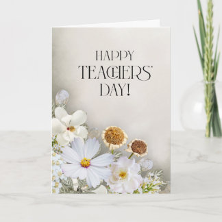 Minimalist White Floral Teacher’s Day Card カード