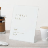 Minimalist White Gold Coffee Bar Wedding Sign 台座サイン (インサイチュ)