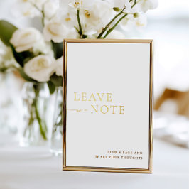 Minimalist White & Gold Guest Book Sign 箔招待状