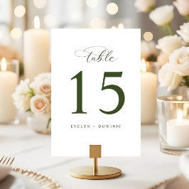 Minimalist White Green  Wedding Table Number Cards テーブルナンバー
