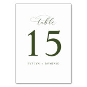 Minimalist White Green Wedding Table Number Cards テーブルナンバー (正面)