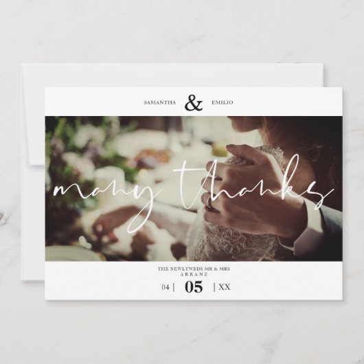 Minimalist White Many Thanks Photo Couple Wedding (正面)