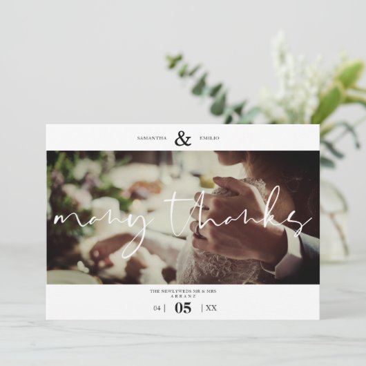 Minimalist White Many Thanks Photo Couple Wedding (スタンド正面)