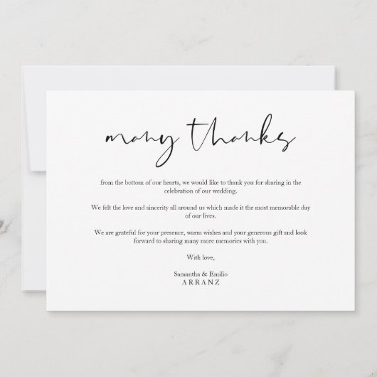 Minimalist White Many Thanks Photo Couple Wedding (裏面)