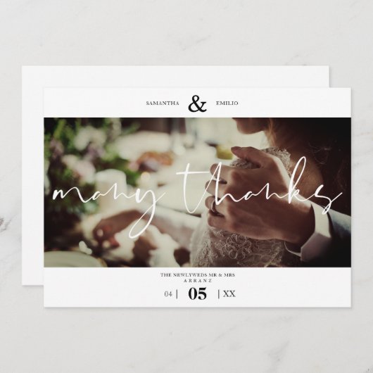 Minimalist White Many Thanks Photo Couple Wedding (正面/裏面)