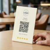 Minimalist White Modern Bistro QR Review Design 台座サイン