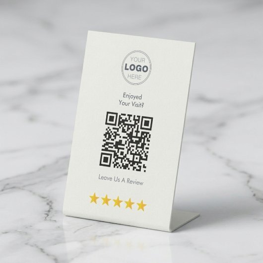 Minimalist White Modern Bistro QR Review Design 台座サイン