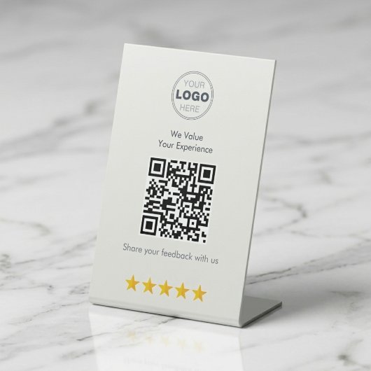 Minimalist White Modern QR Feedback Design 台座サイン