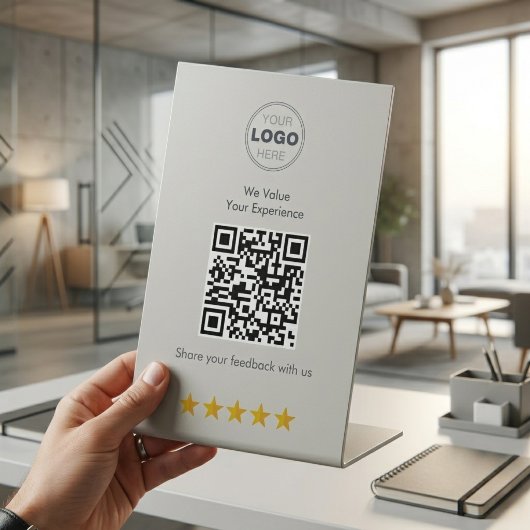 Minimalist White Modern QR Feedback Design 台座サイン