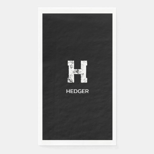 MINIMALIST WHITE ONE LETTER MONOGRAM NAME BLACK (正面)