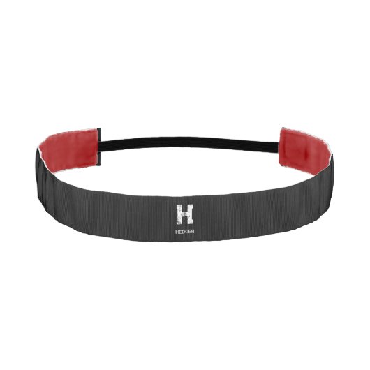 MINIMALIST WHITE ONE LETTER MONOGRAM NAME BLACK  アスレチックヘッドバンド (正面)