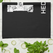 MINIMALIST WHITE ONE LETTER MONOGRAM NAME BLACK  キッチンタオル (折り畳み)