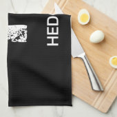 MINIMALIST WHITE ONE LETTER MONOGRAM NAME BLACK  キッチンタオル (四つ折り)