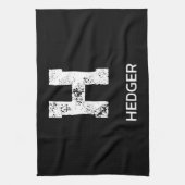 MINIMALIST WHITE ONE LETTER MONOGRAM NAME BLACK  キッチンタオル (縦)