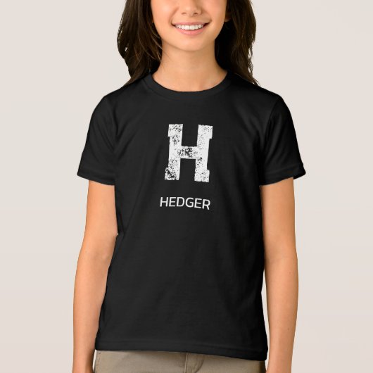 MINIMALIST WHITE ONE LETTER MONOGRAM NAME BLACK トライブレンドＴシャツ (正面)