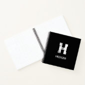 MINIMALIST WHITE ONE LETTER MONOGRAM NAME BLACK  ノートブック (内部)