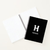 MINIMALIST WHITE ONE LETTER MONOGRAM NAME BLACK  ノートブック (内部)